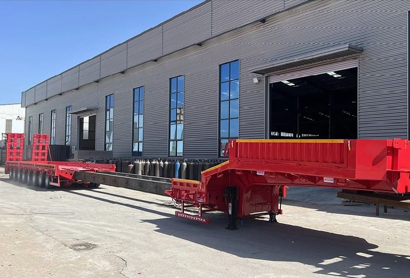 50-60 Ton 3 Axle Low Flat Bed Semi Trailer